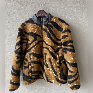 Whitespace Winter Jacket, Sherpa Jacket, Animal Print Outerwear, Unisex Clothes